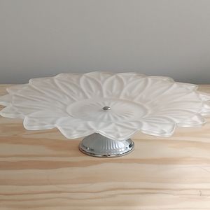 Vintage Art Deco Frosted Glass Cake Stand